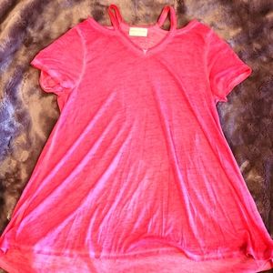 Cold shoulder blouse.